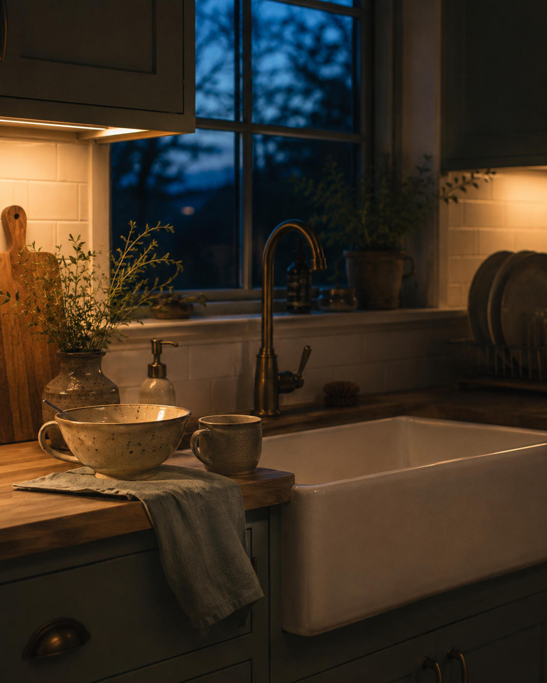 Overnight dishes near sink 