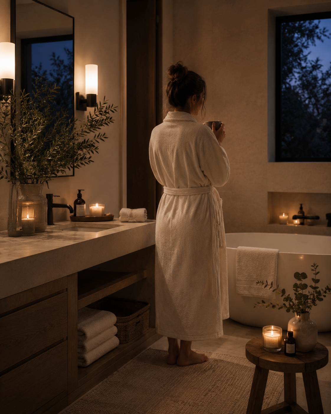 Woman in bathroom