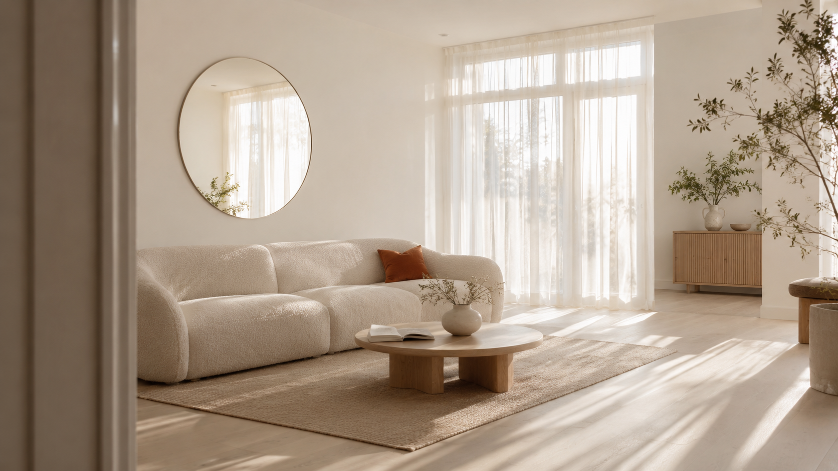 Sunlight energize the whole vibe of a living room without spending a penny.