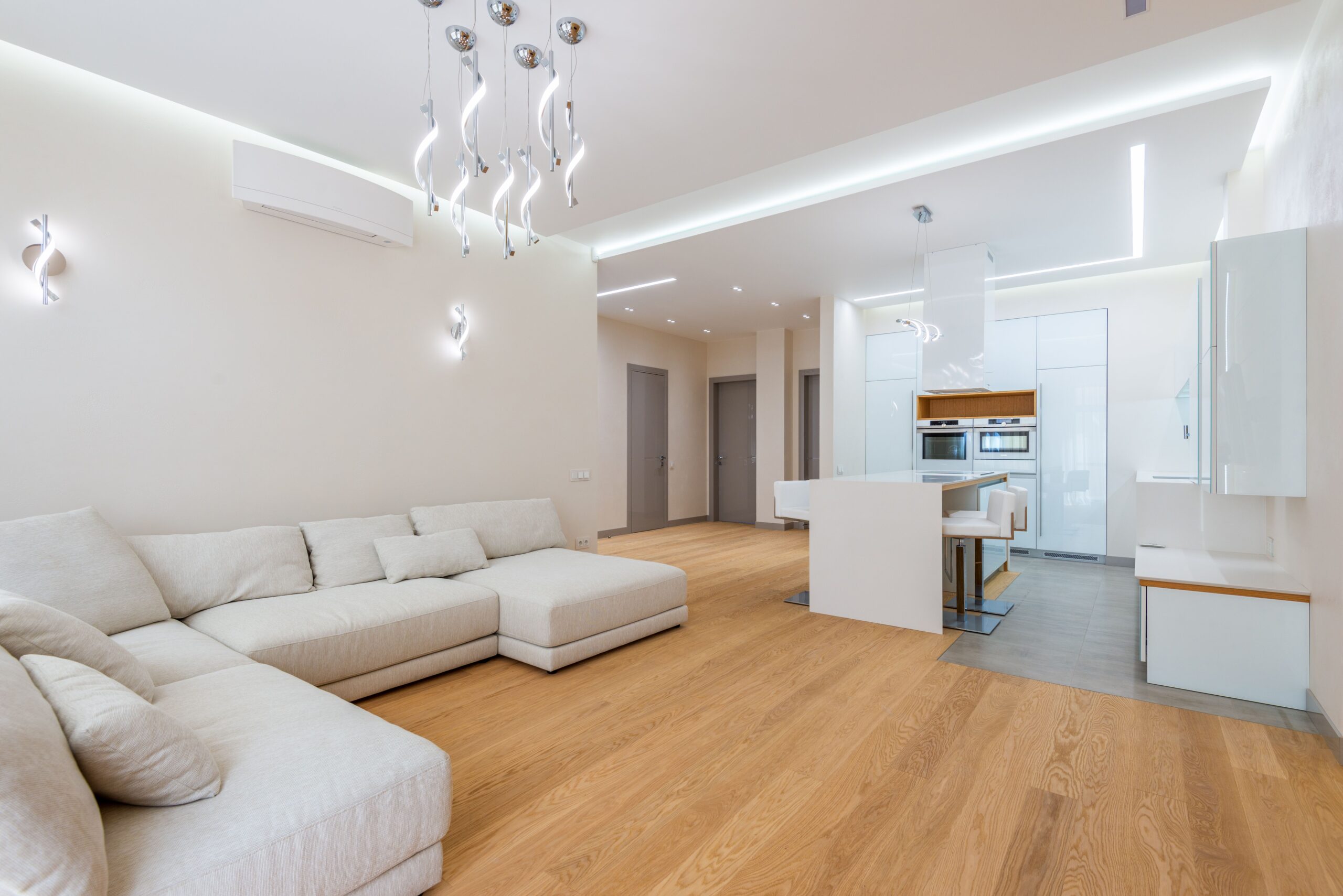 A blank living room wall