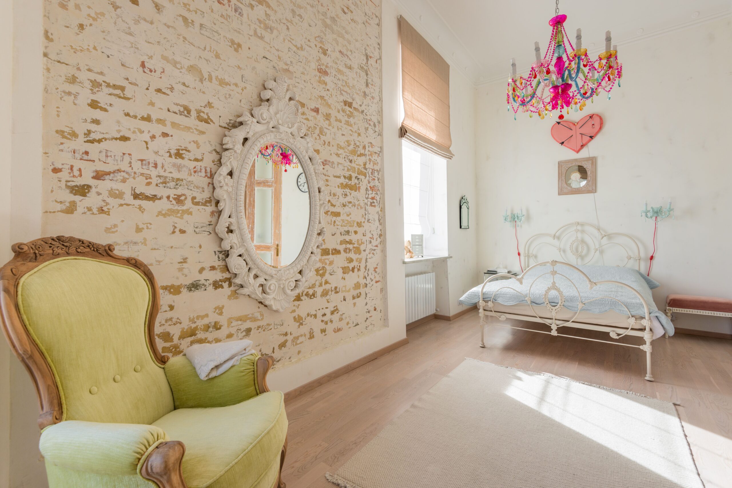 Multiple focal point in a single bedroom.
